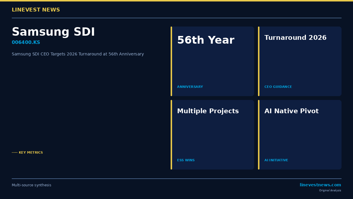 Samsung SDI CEO Targets 2026 Performance Turnaround, Calls for Full 'AI Native' Transformation at 56th Anniversary