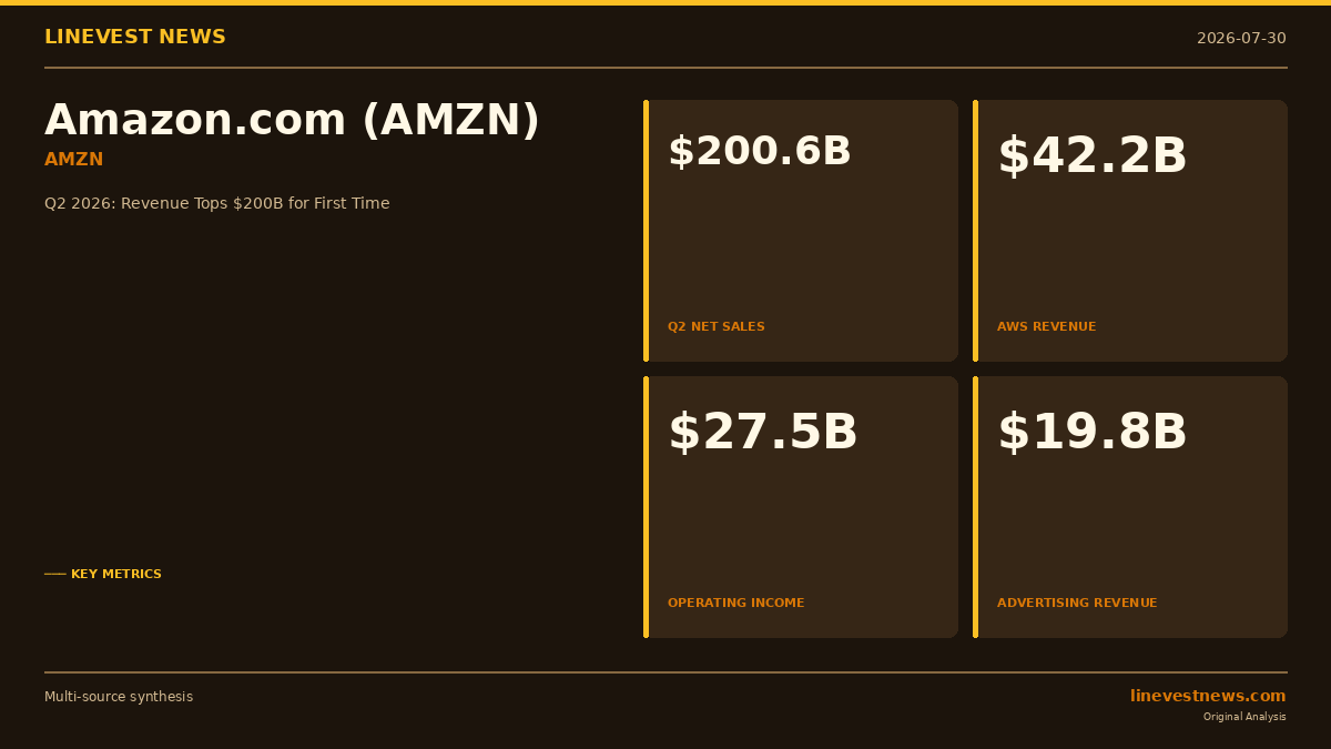 アマゾン2026年Q2、売上高が初めて2000億ドル超え――AWSは18四半期ぶり最速の37%成長