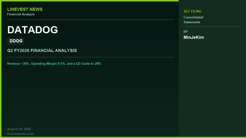 Datadog (DDOG) Q2 2026: Revenue +36%, Operating Margin 0.5%, and a Q3 Guide to 28%