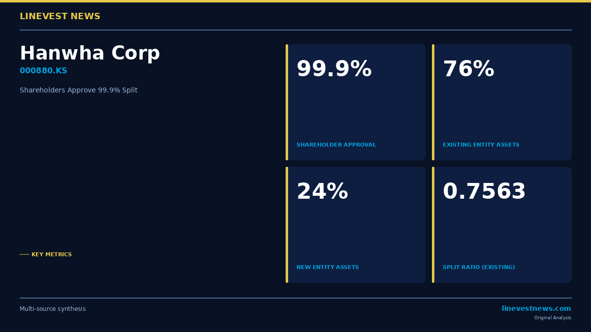 Hanwha Corp Shareholders Vote 99.9% to Split Conglomerate, Sharpening Kim Succession Map for Defence and Energy