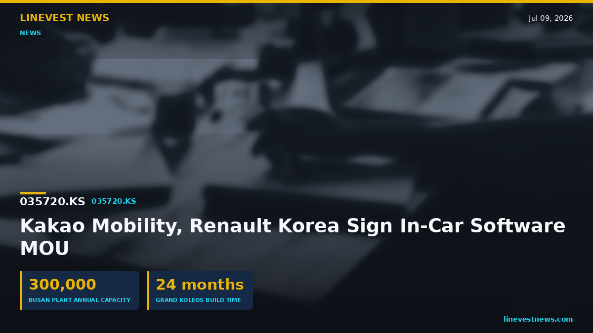 Kakao Mobility Signs SDV MOU with Renault Korea (035720.KS)