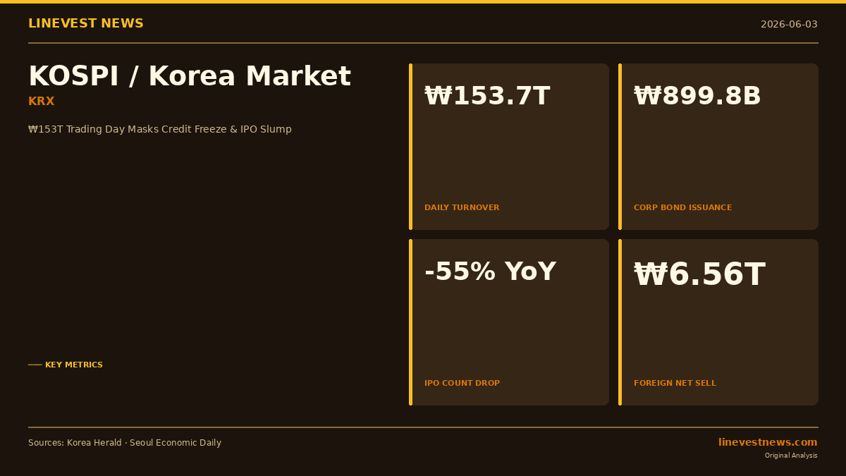Korea's ₩153 Trillion Trading Day Hides a Deeper Split: Credit Freeze, IPO Drought Widen