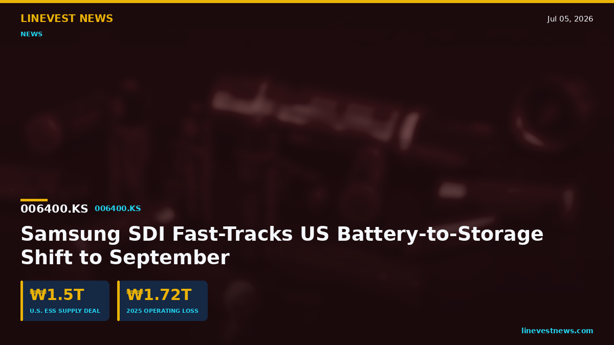 Samsung SDI (006400.KS) Converts Idle EV Lines to Storage