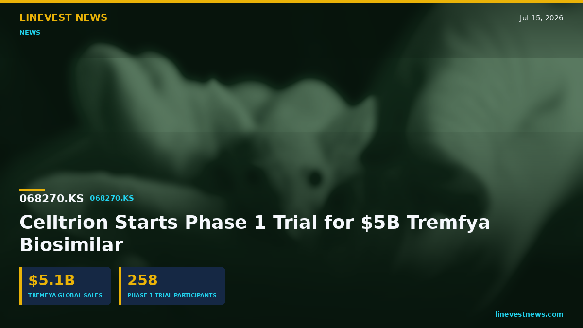 Celltrion (068270.KS) Eyes $5B Tremfya with Phase 1 Trial