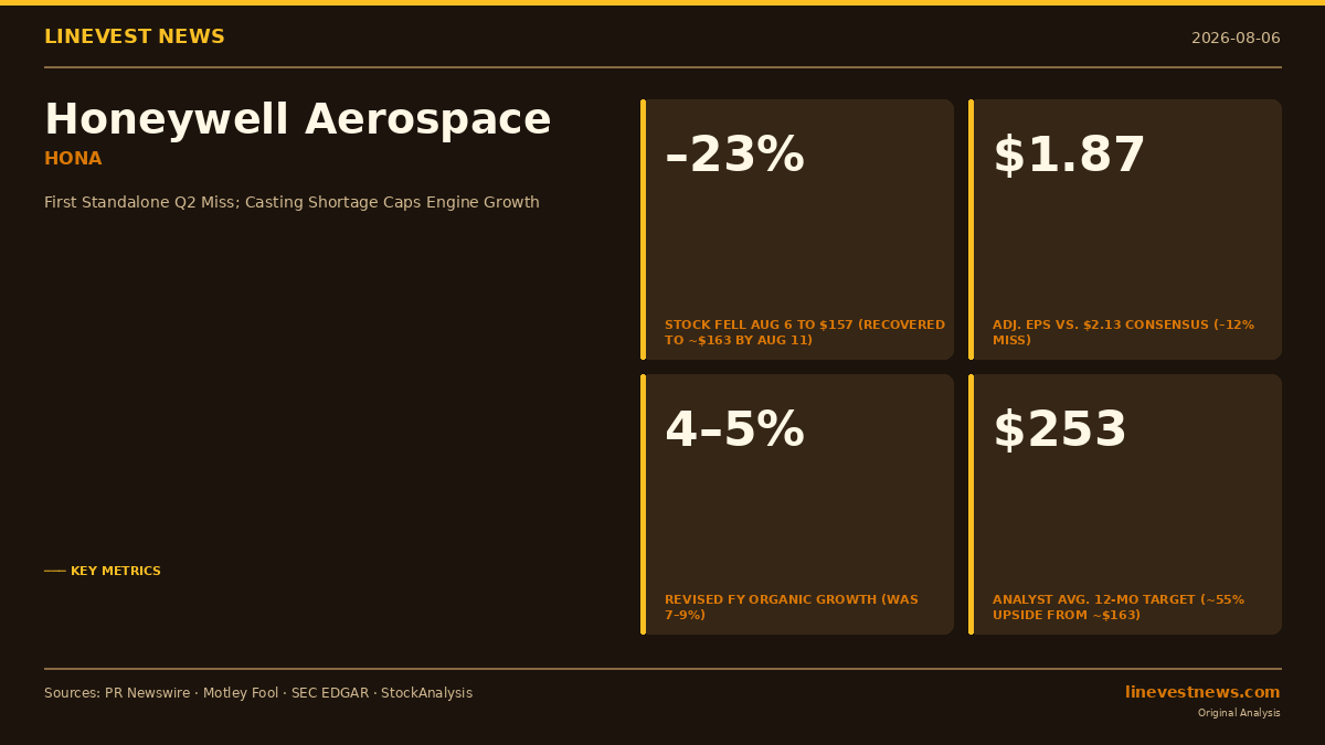 Honeywell Aerospace (HONA) Q2 2026 Earnings Miss: Casting Shortage Caps Engine Growth, Stock Falls 23%