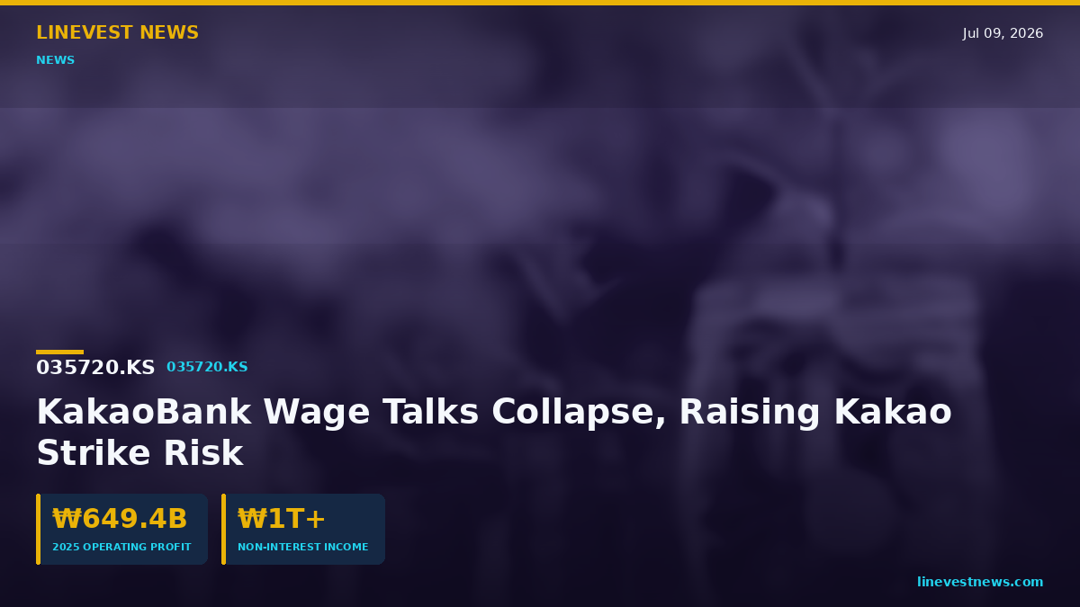 KakaoBank (323410.KS) Wage Talks Collapse, Strike Risk Rises
