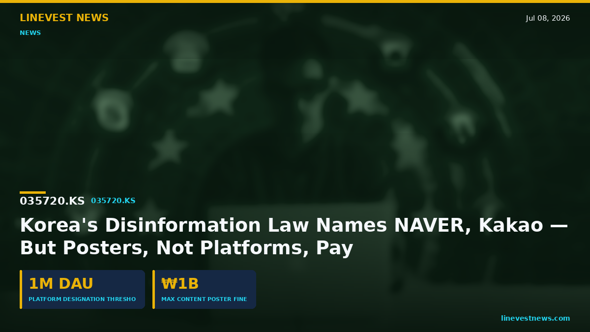 Korea Disinformation Law: NAVER, Kakao Named—Posters Pay