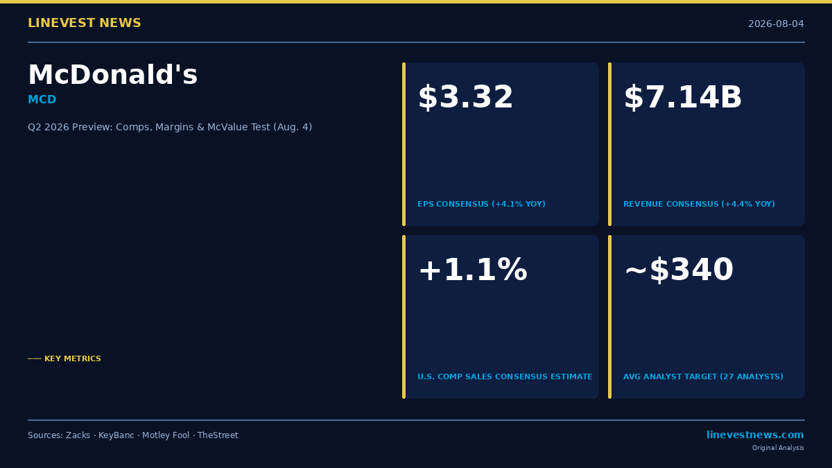 McDonald's (MCD) Q2 2026 Earnings Preview: Three Watch Points Before the August 4 Bell