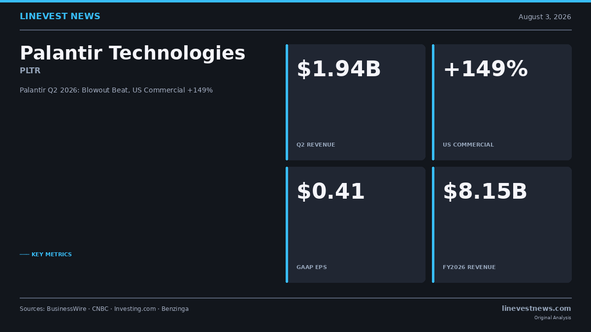 Palantir (PLTR) Q2 2026: Revenue +92.8%, Operating Margin 47.1%, Full-Year Guidance Raised to +82%