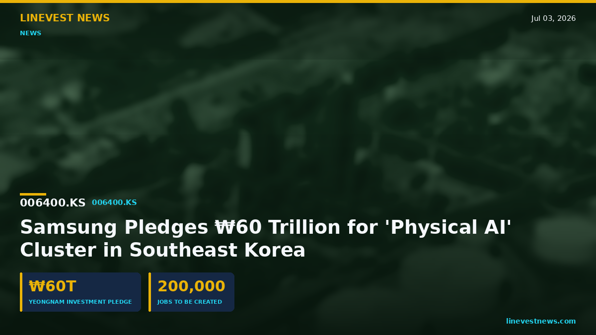 Samsung (005930.KS) Pledges ₩60T for Korea Physical AI Hub