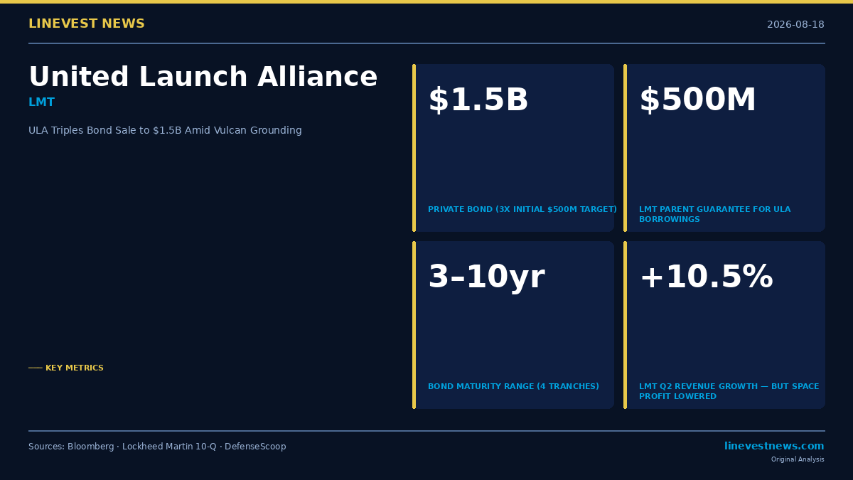 United Launch Alliance Triples Bond Sale to $1.5B After Vulcan Grounding Squeezes LMT-BA JV Cash